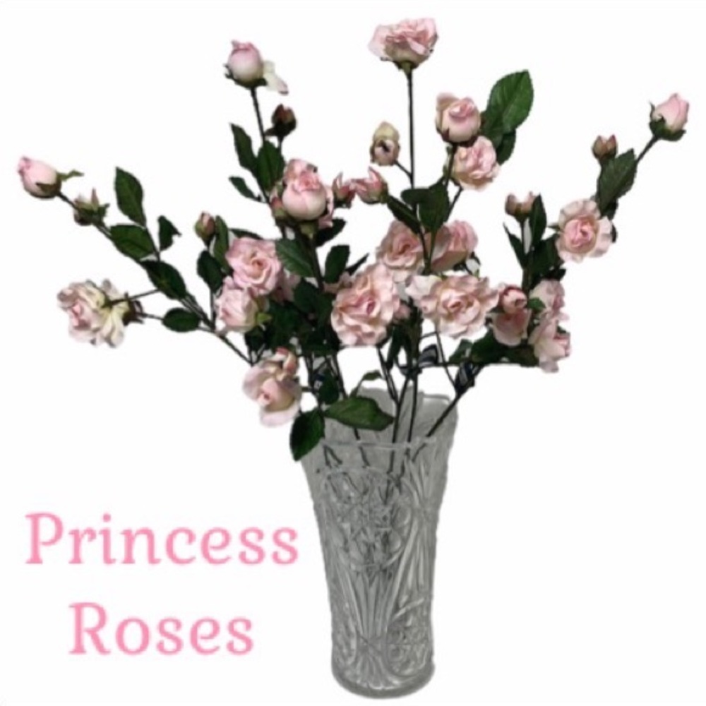 Princess Roses Delicate Long Stem Luxury Silk Roses Vintage Cottage Pink Floral